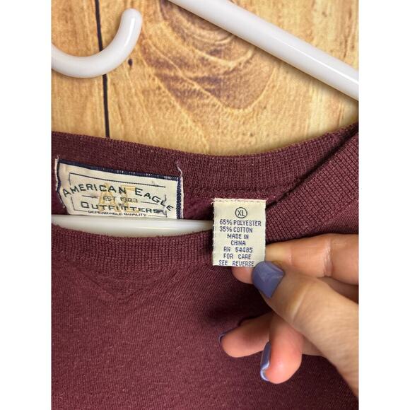 Vintage American Eagle AE Crewneck Sweatshirt Maroon Size XL - Picture 5 of 6